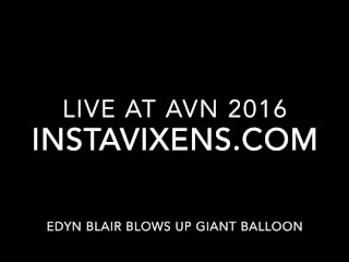 Edyn Blair blows up GIANT balloon at AVN